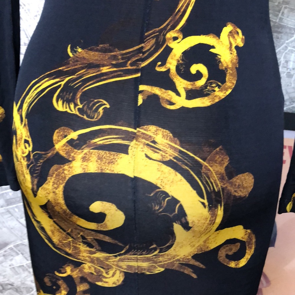 Versace jeans couture Barocco print Black and Gold Long Sleeve Dress Size 4 - Picture 7 of 16